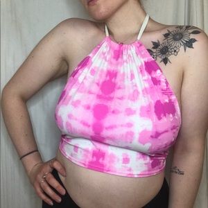 Pink Tie Dye, halter top.